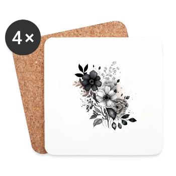 Black & White Flower - Coasters (set of 4) - white - Front