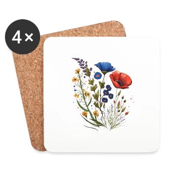Fleurs des prairies - Dessous de verre (lot de 4) - blanc - Devant