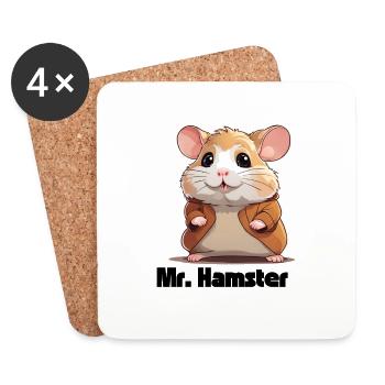 Süßer Hamster mit Jacke - Untersetzer (4er-Set) - Weiß - Vorne