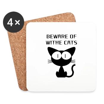 AVEC CHATS - Dessous de verre (lot de 4) - blanc - Devant