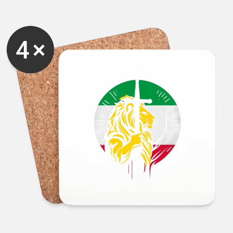 Shir o Khorshid - Persisches Design (Iran) - Untersetzer (4er-Set) - Weiß