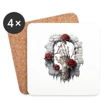 Roses et illustrations : une collection gothique - Dessous de verre (lot de 4) - blanc - Devant