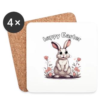 happy easter rabbit - Coasters (set of 4) - white - Front