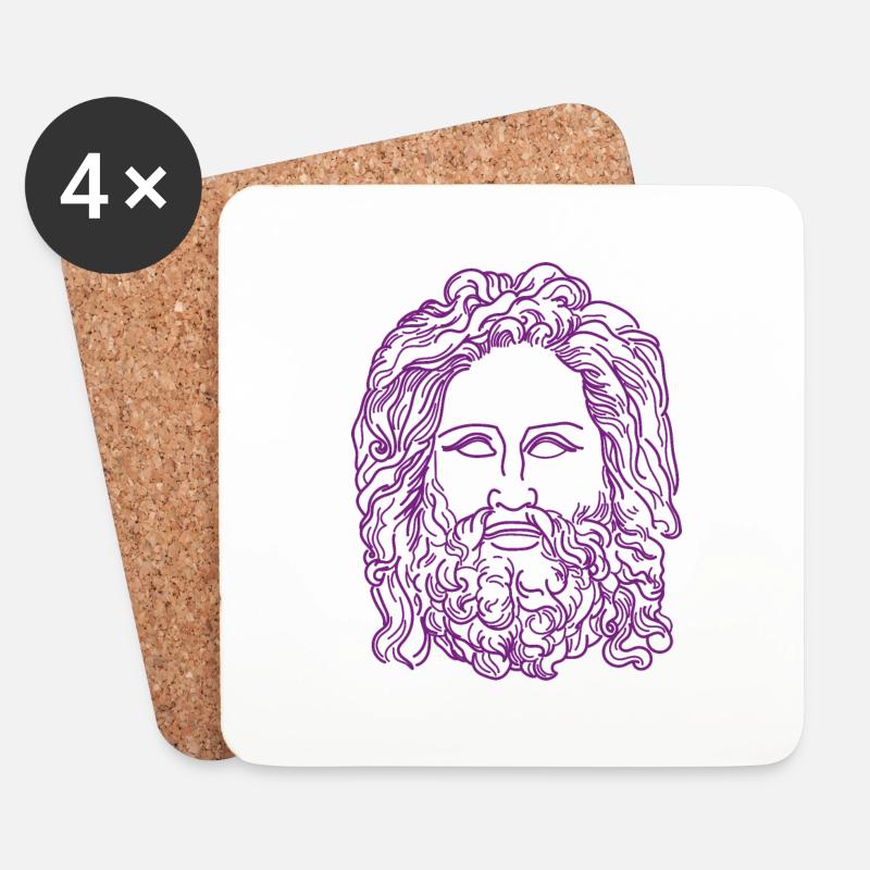 Göttervater Zeus - Untersetzer (4er-Set) - Weiß