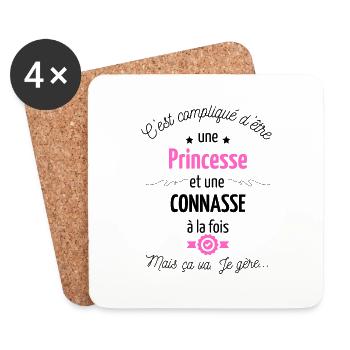 Princesse Et Conn*sse Et Je Gère Dans Les Deux - Dessous de verre (lot de 4) - blanc - Devant
