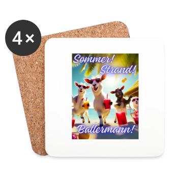 Sommer, Strand, Sangria - Untersetzer (4er-Set) - Weiß - Vorne