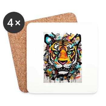 Géométrie du tigre abstrait - Dessous de verre (lot de 4) - blanc - Devant
