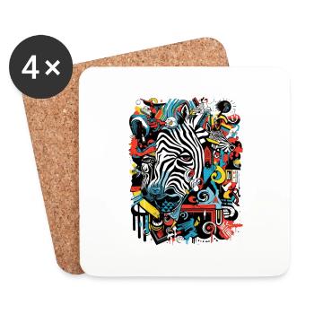 zebra geometrie graffiti - Untersetzer (4er-Set) - Weiß - Vorne