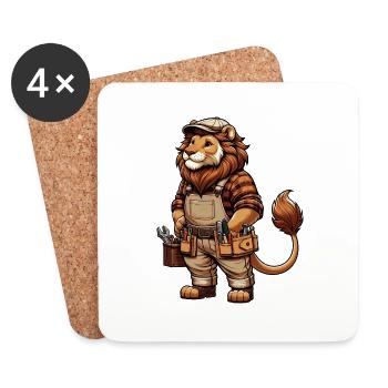 Artisan Lion mignon - Dessous de verre (lot de 4) - blanc - Devant