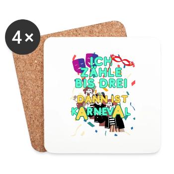 Karneval Shirt ich zähle bis drei Karneval - Untersetzer (4er-Set) - Weiß - Vorne