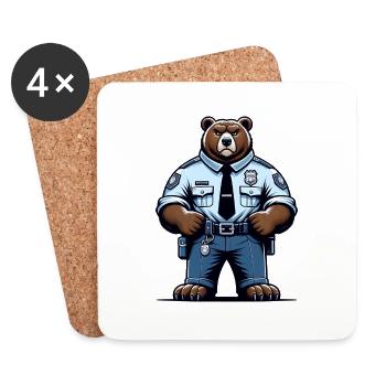 Officier de police ours mignon - Dessous de verre (lot de 4) - blanc - Devant