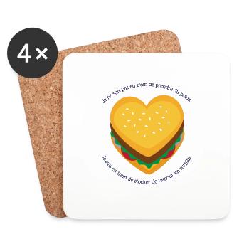 Coeur Burger - Dessous de verre (lot de 4) - blanc - Devant