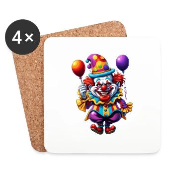 Clown / Zirkus / Fasching / Karneval / verspielt - Untersetzer (4er-Set) - Weiß - Vorne