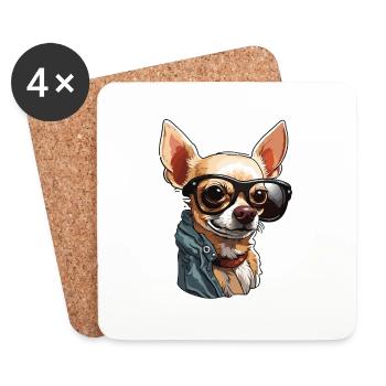 Chihuahua / petit chien / animal / minuscule / race - Dessous de verre (lot de 4) - blanc - Devant