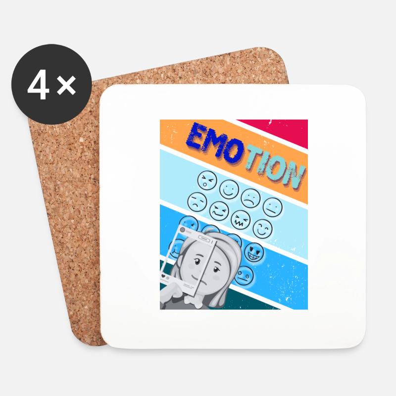 EMOtion Emotionen - Untersetzer (4er-Set) - Weiß