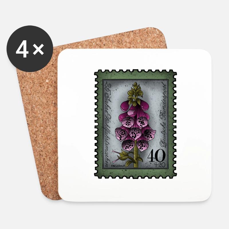 Stamp Foxglove - Coasters (set of 4) - white
