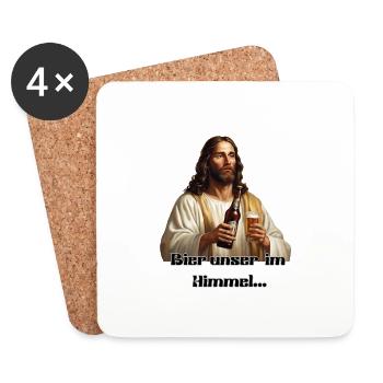 Bier unser im Himmel - Untersetzer (4er-Set) - Weiß - Vorne