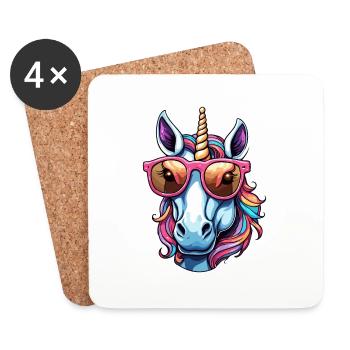Unicorn / mythical creatures / fairy tales / magic / glitter - Coasters (set of 4) - white - Front