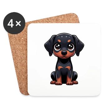 Digitale Illustration des niedlichen Dobermanns - Untersetzer (4er-Set) - Weiß - Vorne