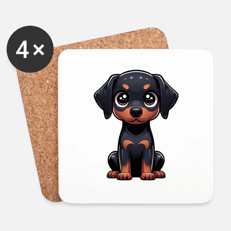 Digitale Illustration des niedlichen Dobermanns - Untersetzer (4er-Set) - Weiß