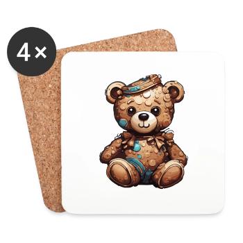 Teddybär / Kuscheltier / Stofftier / Geschenkidee - Untersetzer (4er-Set) - Weiß - Vorne