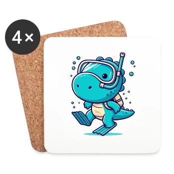 Designs For Kids – Lustige Dinosaurier - Untersetzer (4er-Set) - Weiß - Vorne