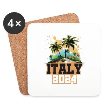 Italien 2024 Reisen Urlaub - Untersetzer (4er-Set) - Weiß - Vorne