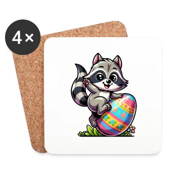 Easter Raccoon Easter Egg - Coasters (set of 4) - white - Front