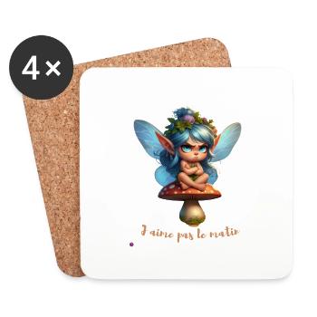 J aime pas le matin - Dessous de verre (lot de 4) - blanc - Devant
