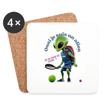 Joueur de padel - Dessous de verre (lot de 4) - blanc - Devant
