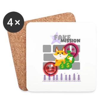 Fake mission. Bank robbery. - Coasters (set of 4) - white - Front