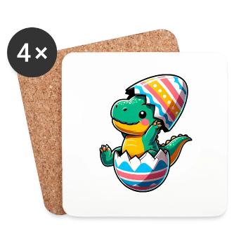 T-Rex Dino as Easter Egg, Clumsy Eggshells - Coasters (set of 4) - white - Front