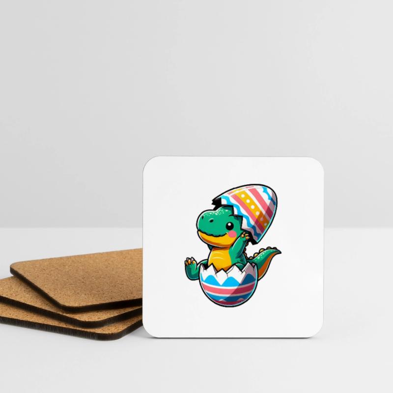 T-Rex Dino as Easter Egg, Clumsy Eggshells Coasters (set of 4)