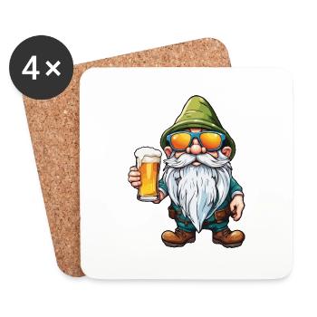 Gartenzwerg / Märchenland / Kobold / Gnom / Logo - Untersetzer (4er-Set) - Weiß - Vorne