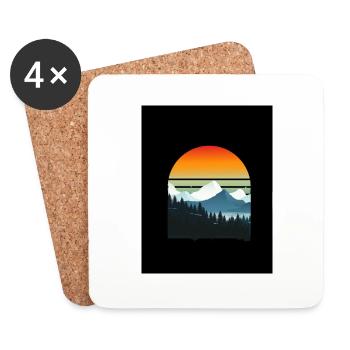 Sonnenuntergang in den Bergen - Untersetzer (4er-Set) - Weiß - Vorne