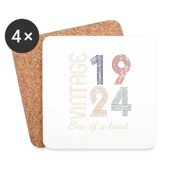 100th Birthday 1924 - Vintage Retro Gift Idea - Coasters (set of 4) - white - Front