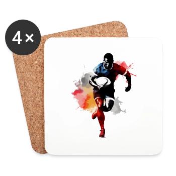Teddy the Rugby Player - Coasters (set of 4) - white - Front