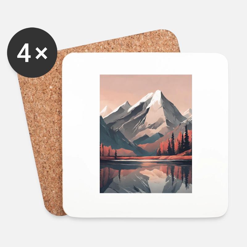 Berge - Untersetzer (4er-Set) - Weiß