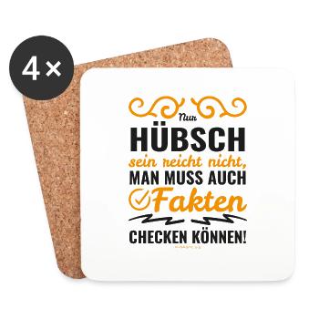 Mimikama Hübsch sein reicht nicht aus - Untersetzer (4er-Set) - Weiß - Vorne
