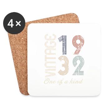 92nd Birthday 1932 - Vintage Retro Gift Idea - Coasters (set of 4) - white - Front