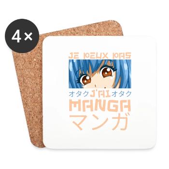 Je Peux Pas JAi Manga Otaku Japon Animé humour - Dessous de verre (lot de 4) - blanc - Devant