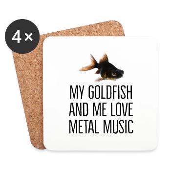 Black Goldfish Loves Metal Music - Coasters (set of 4) - white - Front