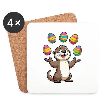 Otter Biber Jongliert Ostereier Wasser-Tier Artist - Untersetzer (4er-Set) - Weiß - Vorne