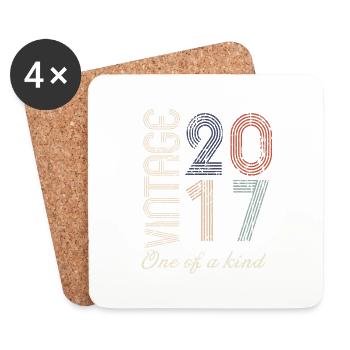 7e anniversaire 2017 - idée cadeau rétro Vintage - Dessous de verre (lot de 4) - blanc - Devant