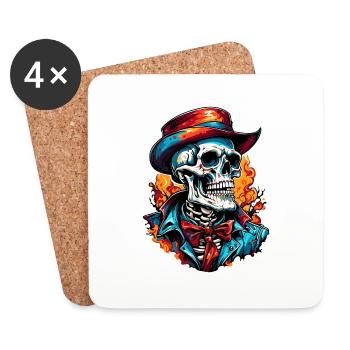 Skull / Totenkopf / Skelett / Gothic / Tattoo - Untersetzer (4er-Set) - Weiß - Vorne