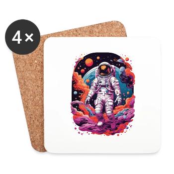 Weltraum Splash Art Bunter Spaß Raumfahrer - Untersetzer (4er-Set) - Weiß - Vorne