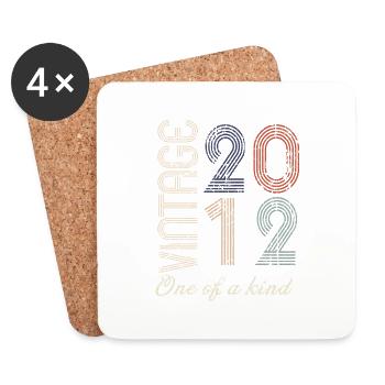12th Anniversary 2012 - Vintage Retro Gift Idea - Coasters (set of 4) - white - Front