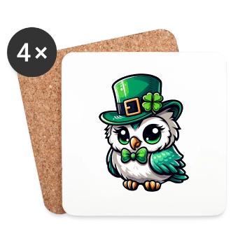 Conception mignonne bande dessinée Harfang des neiges de la Saint-Patrick - Dessous de verre (lot de 4) - blanc - Devant