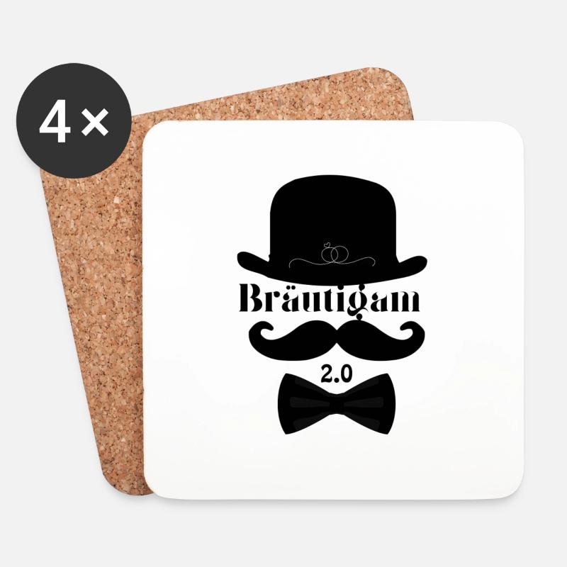 Bräutigam 2.0 - Untersetzer (4er-Set) - Weiß