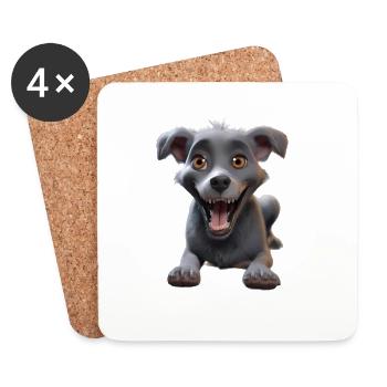 Grinning Grey Pup Adventure - Coasters (set of 4) - white - Front